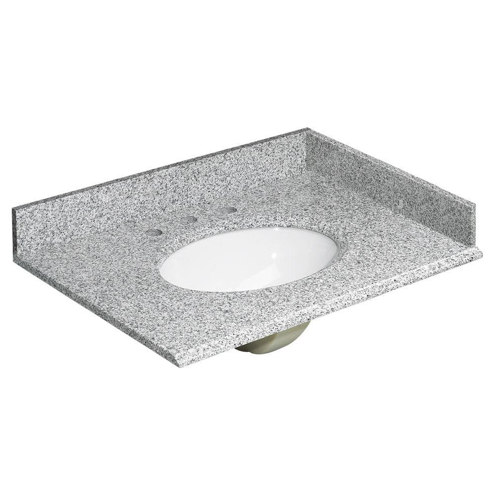 Home Decorators Collection 31 In W Granite Vanity Top In Rushmore Grey With Backsplash And Optional Sidesplash Hg31228rg The Home Depot