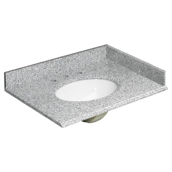 Home Decorators Collection 31 in. W Granite Vanity Top in Rushmore Grey with Backsplash and Optional Sidesplash