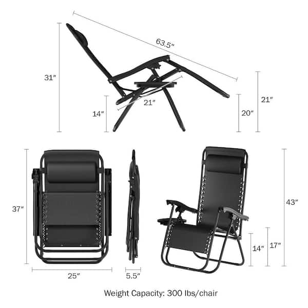 Lavish home folding zero gravity outlet steel outdoor lounge chairs