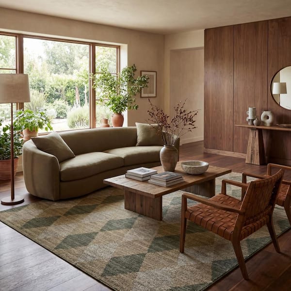 Lyrisse Mid Century Diamond Area Green 5 ft. x 8 ft. Indoor Area Rug
