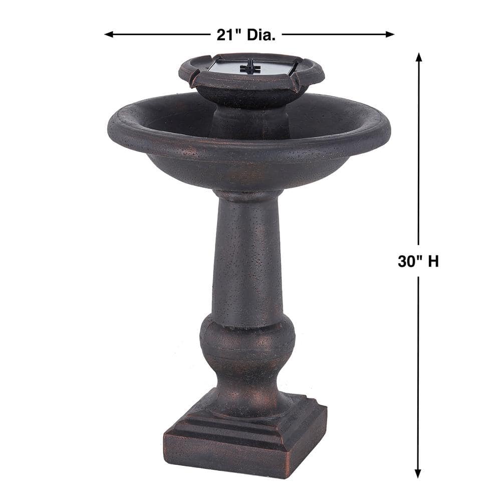 Chatsworth Bronze Solar Powered 2-Tier Outdoor Fountain