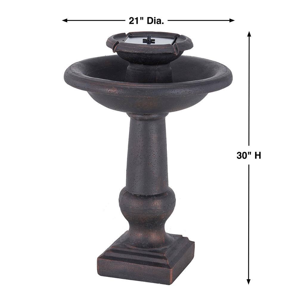 Chatsworth Bronze Solar Powered 2-Tier Outdoor Fountain