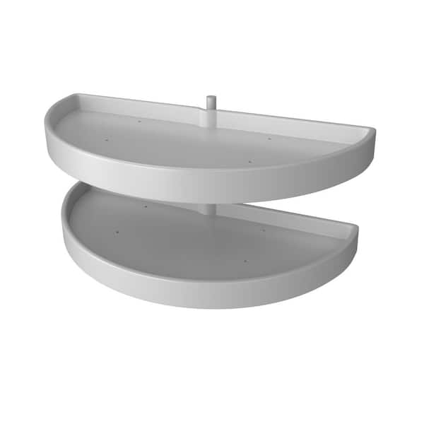 Rev-A-Shelf 15.875 in. H x 15 in. W x 33 in. D White Polymer 2-Shelf Half Moon Door Mount Lazy Susan and Blind Corner Optimizer
