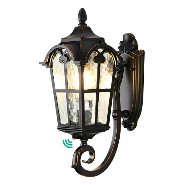 DEWENWILS Black Dusk to Dawn Outdoor Hardwired Wall Lantern Sconce with No Bulbs Included