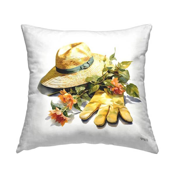 Stupell Industries Floral Gardening Gear Multi-Color Print Polyester 18 in. x 18 in. Throw Pillow