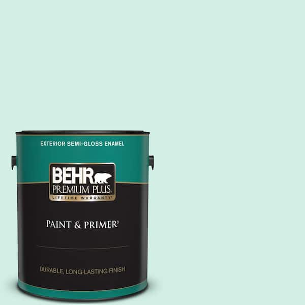 BEHR PREMIUM PLUS 1 gal. #P440-1 Shimmering Pool Semi-Gloss Enamel Exterior Paint & Primer