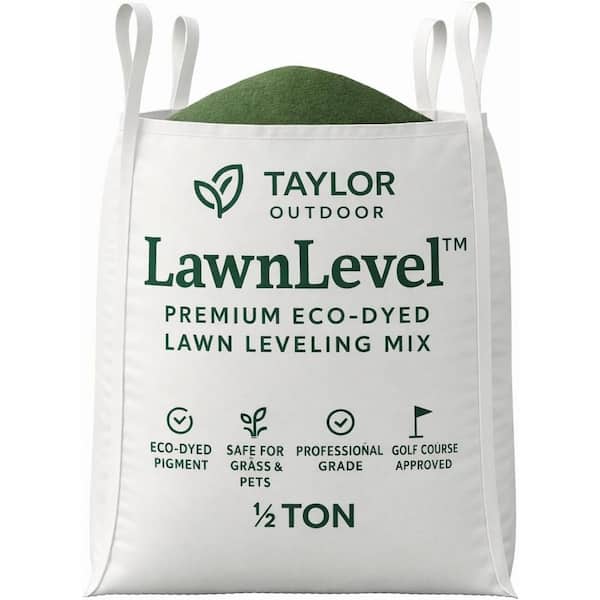 Professional Grade Lawn Leveling Mix, 1/2 Ton Bulk Bag with Eco-Dyed Green Pigment for Visible Application