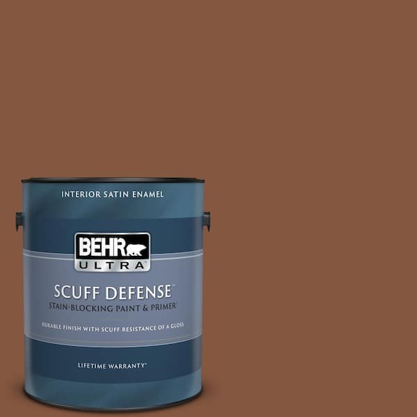 BEHR ULTRA 1 gal. #230F-7 Florence Brown Extra Durable Satin Enamel Interior Paint & Primer