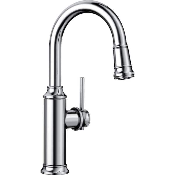 Blanco EMPRESSA Single Handle Gooseneck Bar Faucet with Pull-Down Sprayer in Polished Chrome