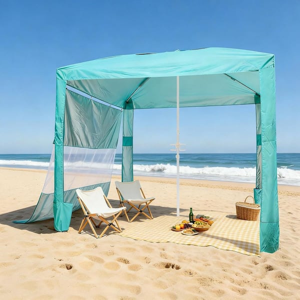 SKYSHALO Beach Cabana, Beach Canopy w/ Side Wall, UPF 50+