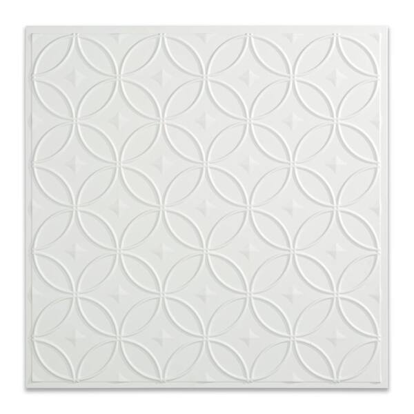 Fasade Rings 2 ft. x 2 ft. Vinyl Lay-In Ceiling Tile in Gloss White