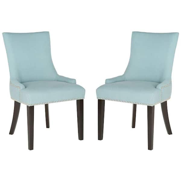 Safavieh Lester Sky Blue Linen Blend Dining Chair (Set of 2)