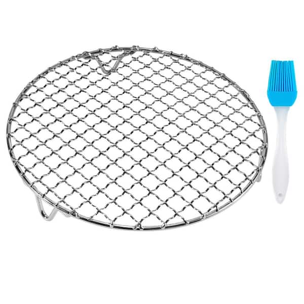 Stainless Steel Cross Wire Silver Round Cooling Rack for Baking Cooking Steaming Barbecue Grill Net 1 Piece