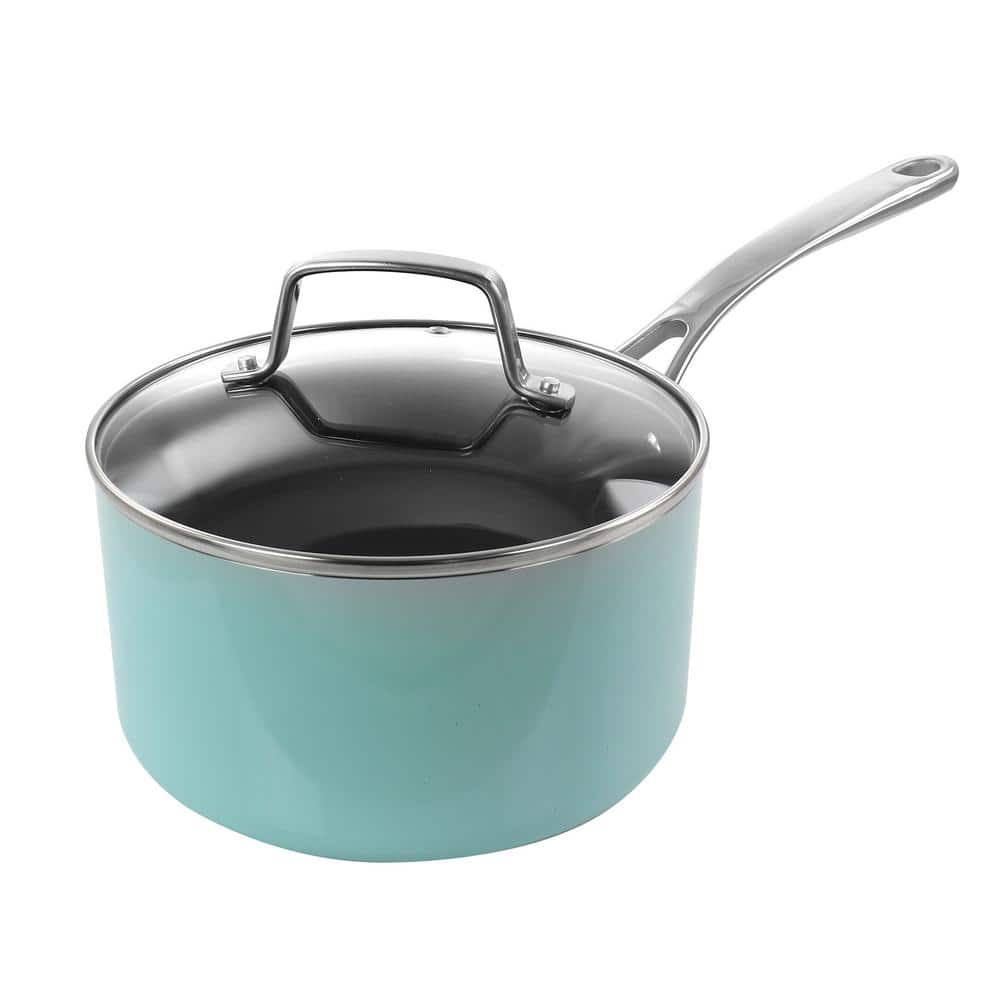MARTHA STEWART 3.5 qt. Aluminum Saucepan with Lid in MARTHA STEWART 3.5 qt. Aluminum Saucepan with Lid in