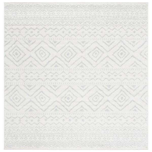 SAFAVIEH Tulum Ivory/Light Gray 9 ft. x 9 ft. Square Geometric Area Rug TUL267B9SQ The Home Depot