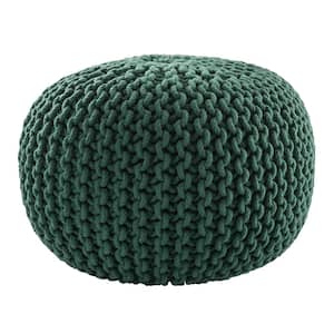 Olsen Textured Green Round Pouf