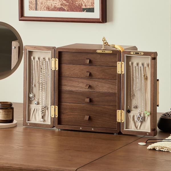 Lesly Modern Walnut Color MDF with Walnut Veneer Double-Door with
