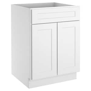 24 in. W x 24 in. D x 34.5 in. H in Shaker White Plywood Ready to Assemble Base Kitchen Cabinet with 1-Drawer 2-Doors