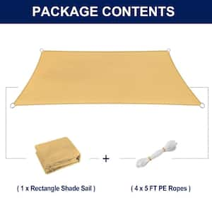 10 ft. x 13 ft. Sand Sun Shade Sails Sun Protection Sunshades UV Block Shade Canopy w/ Ropes for Backyard, Deck and Lawn