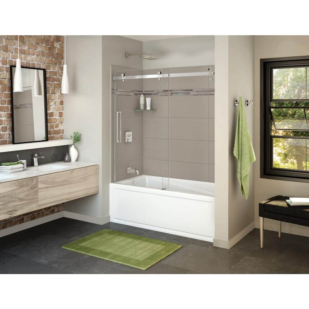 Utile Origin 30 in. x 59.8 in. x 81.4 in. Left Drain Alcove Bath and Shower Kit in Greige with Chrome Door price history on PriceWatchPro
