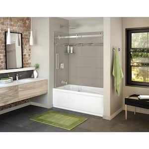 Utile Origin 30 in. x 59.8 in. x 81.4 in. Left Drain Alcove Bath and Shower Kit in Greige with Chrome Door