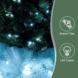 6 ft. Green Pre-lit Hinged Artificial Christmas Tree with 300 Pre-strung LED Lights and 1250 Lush Branch Tips
