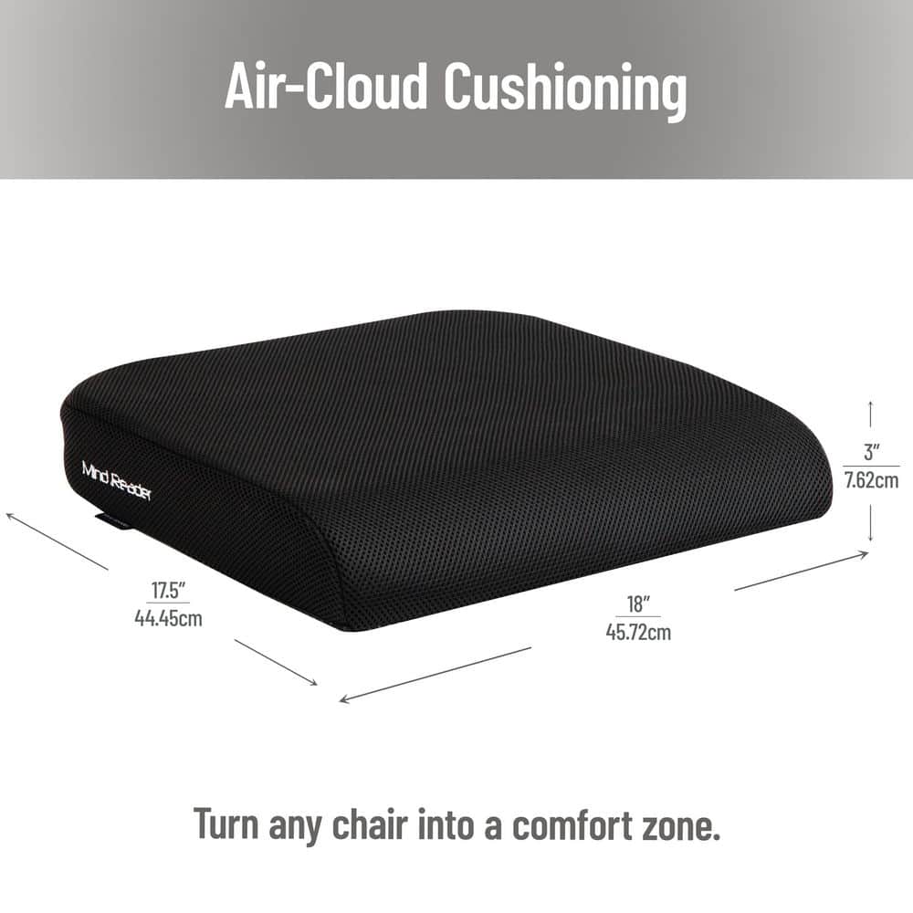Black Memory Foam Ergonomic Seat Cushion with Mesh Cover