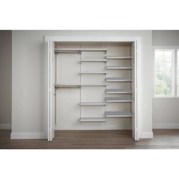 Everbilt Genevieve 6 ft. White Adjustable Closet Organizer Double Long  Hanging Rod with 2 Shoe Racks, 6 Shelves and 4 Drawers 90750 - The Home  Depot
