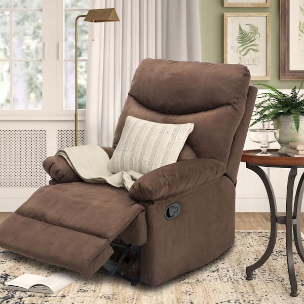 Pinksvdas 37.4 in Width brown recliner with Extra Big and Tall