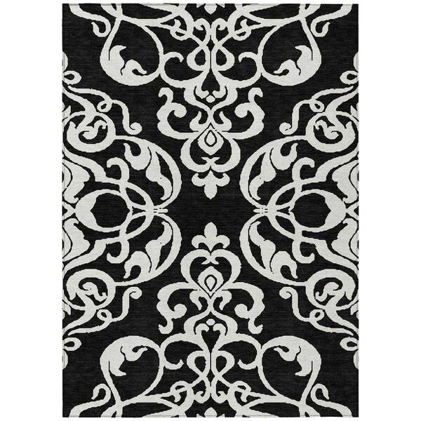 Chantille Machine Washable Indoor/Outdoor Abstract ACN973 Black 3 ft. x 5 ft. Area Rug