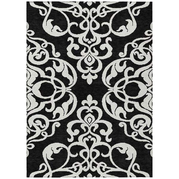Chantille Machine Washable Indoor/Outdoor Abstract ACN973 Black 5 ft. x 7 ft. 6 in. Area Rug