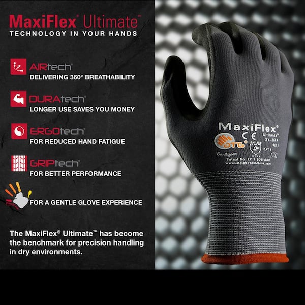 ATG MaxiFlex Ultimate Men's X-Large Gray Nitrile Coated Work