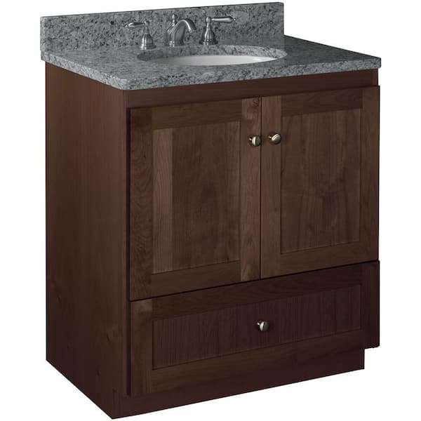 Simplicity by Strasser Shaker 30 in. W x 21 in. D x 34.5 in. H Bath Vanity Cabinet without Top in Dark Alder