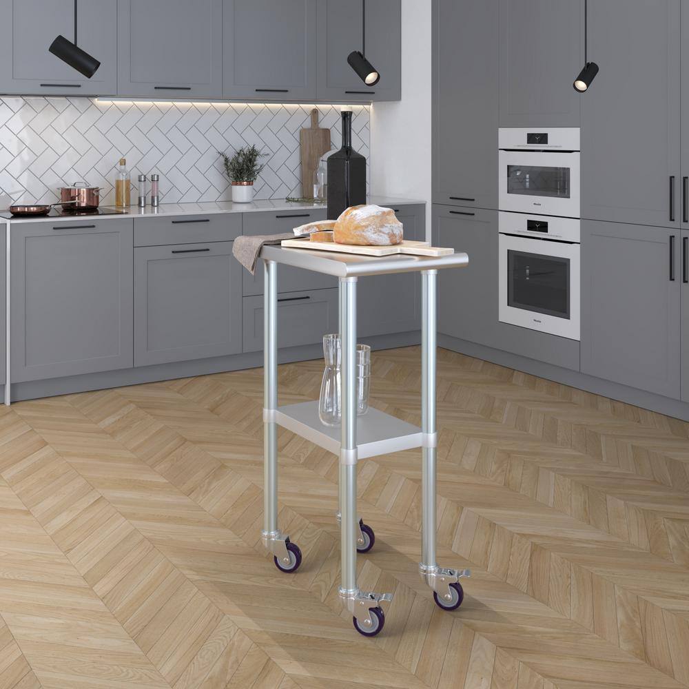 15" x 24" Stainless Steel Utility Work Table with Casters