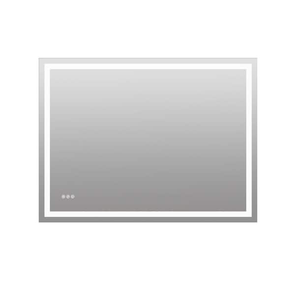 48 in. W x 36 in. H Rectangular Aluminum Framed Wall Mount LED Light Bathroom Vanity Mirror in Transparent