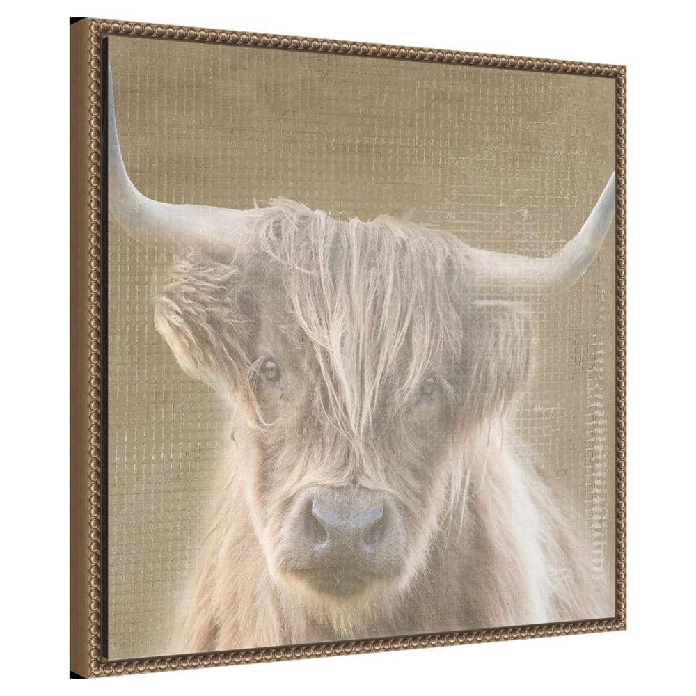 Soulful Bull Bronze Framed Canvas Animal Print 22x22