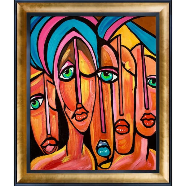 LA PASTICHE "Picasso by Nora, Four Eyes Reproduction with Gold Luminoso and Black Custom Stacked Frame" by Nora Shepley Canvas Print