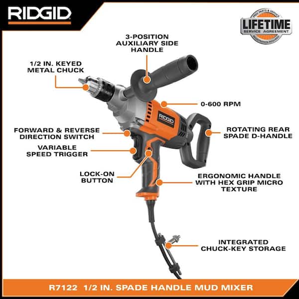 9 Amp Corded 1/2 in. Spade Handle Mud Mixer