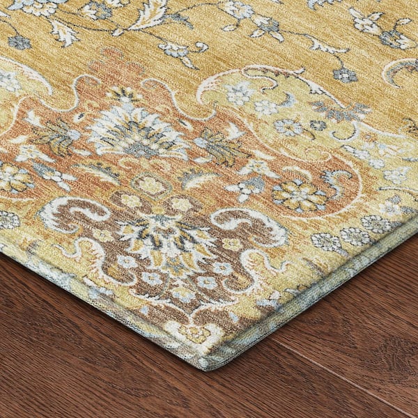 Mayfield Premium Machine Washable Abstract AMF2489 Gold 10 ft. x 14 ft. Area Rug