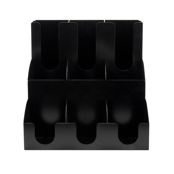 Mind Reader 9-Multi-Level Compartment Holder for Condiments in Black Royal