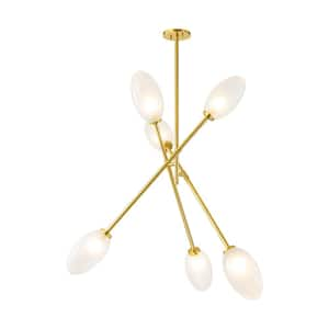 Megan 6-Light Gold Dimmable Modern Linear Chandelier