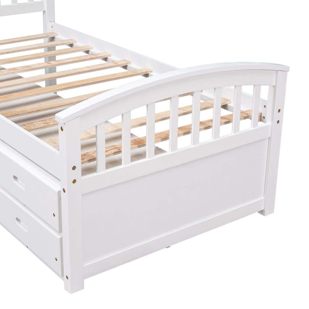 Walnut Twin Size Platform Storage Solid Wood Bed with 6-Drawers - thumbnail 9