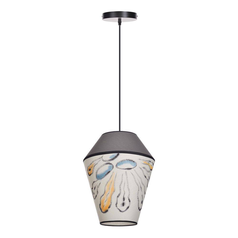1 Light Off-White Hand-Painted Floral Fabric Pendant Light with Lantern Shape, No Bulbs Included 12 in. price history on PriceWatchPro