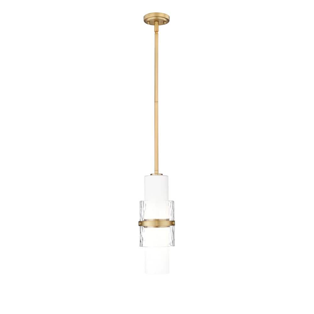Cayden 60-Watt 1-Light Modern Gold Shaded Pendant Light with Clear Plus Etc