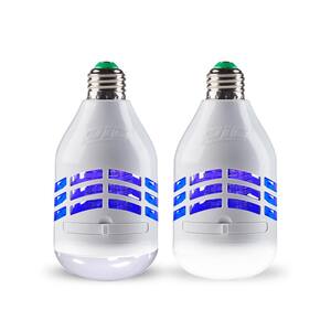 LED Bug Zapper Light Bulb, Compact Mosquito Zapper, Electric Insect Killer, White, Standard E26 Bulb, (2-Pack)