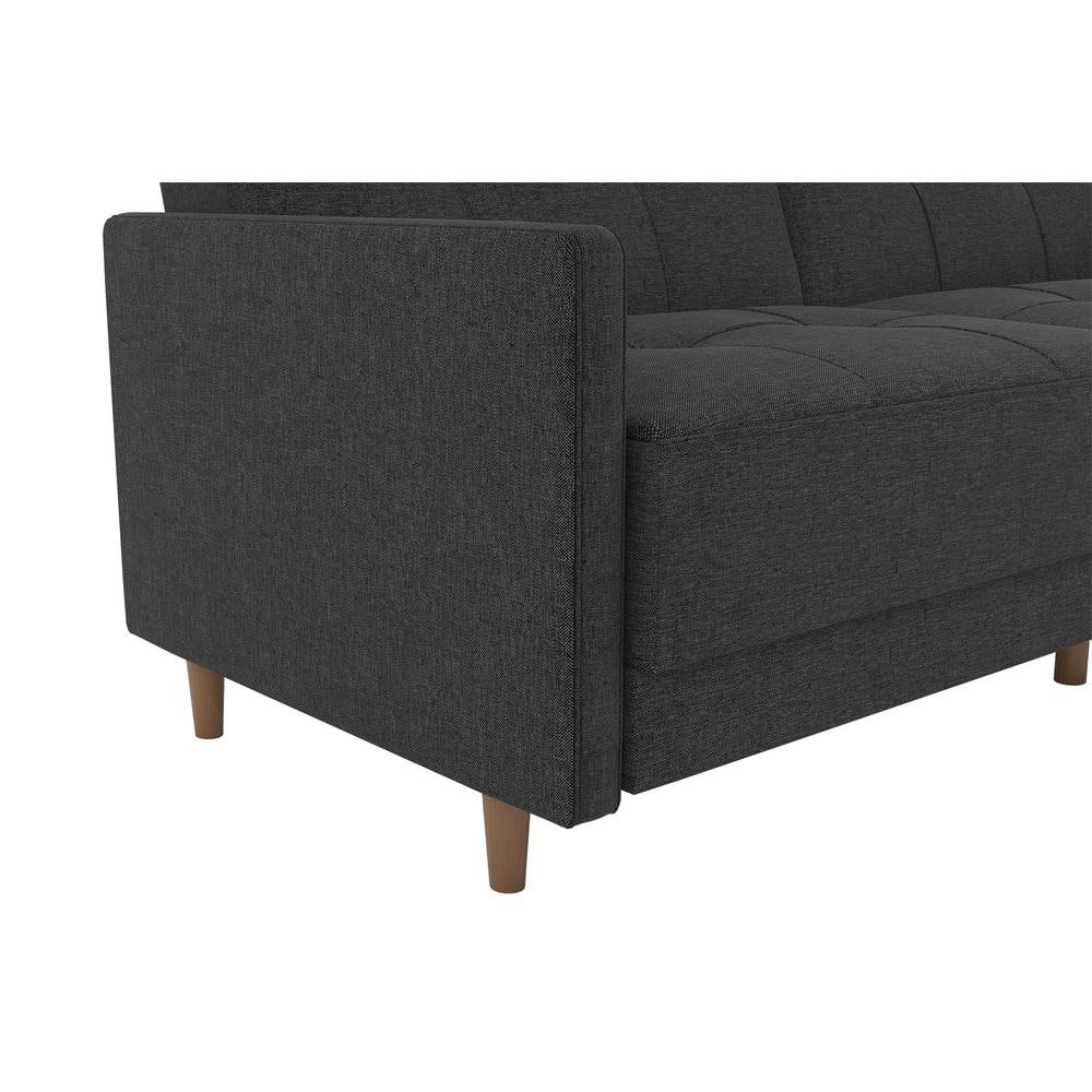 Andora Gray Linen Tufted Twin Sleeper Sofa with Wood Legs