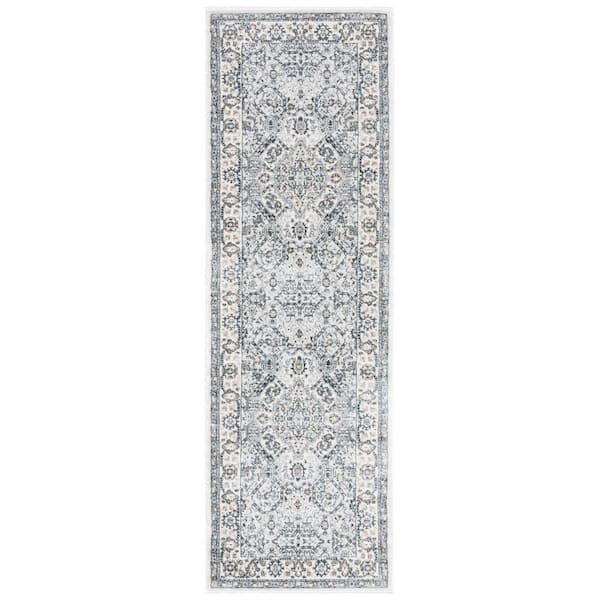 SAFAVIEH Isabella Light Gray/Cream 2 ft. x 7 ft. Floral Medallion ...