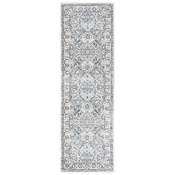 Isabella 2 ft. x 8 ft. Light Gray/Cream Floral Medallion Runner Rug