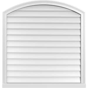 38 in. x 40 in. Arch Top Surface Mount PVC Gable Vent: Functional with Brickmould Sill Frame