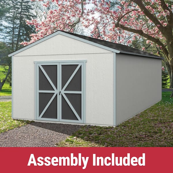 Professionally Assembled Astoria 12 ft. x 24 ft. Multi-Purpose Backyard Wood Shed-Driftwood Shingle (288 sq. ft.)
